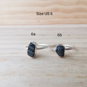 Sterling Silver Rings Raw Black Tourmaline