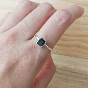 Sterling Silver Rings Raw Black Tourmaline