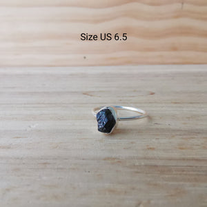 Sterling Silver Rings Raw Black Tourmaline