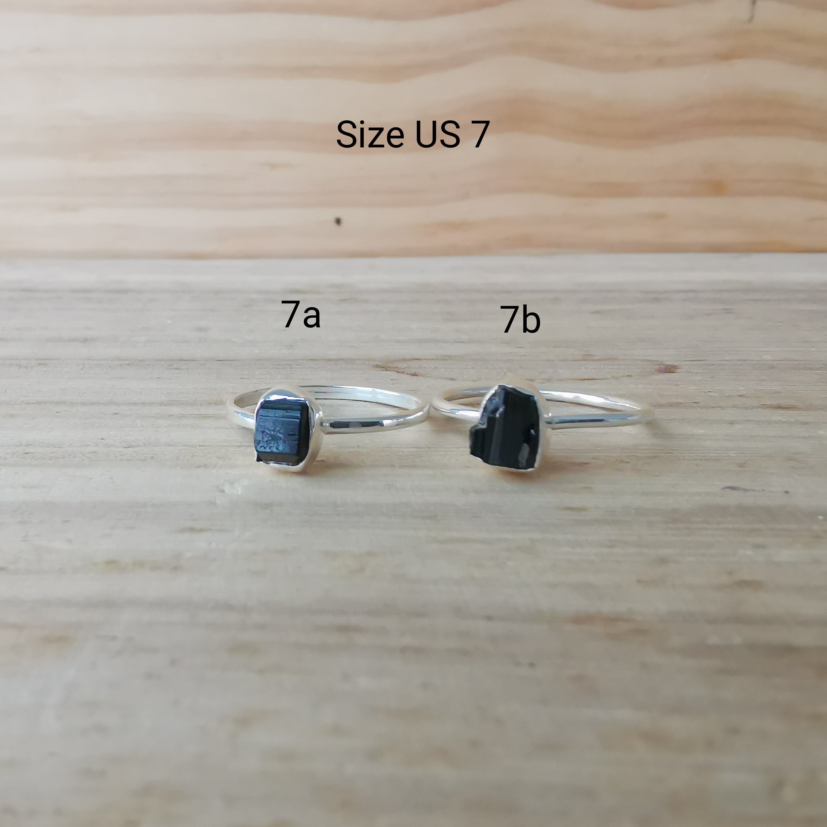 Sterling Silver Rings Raw Black Tourmaline