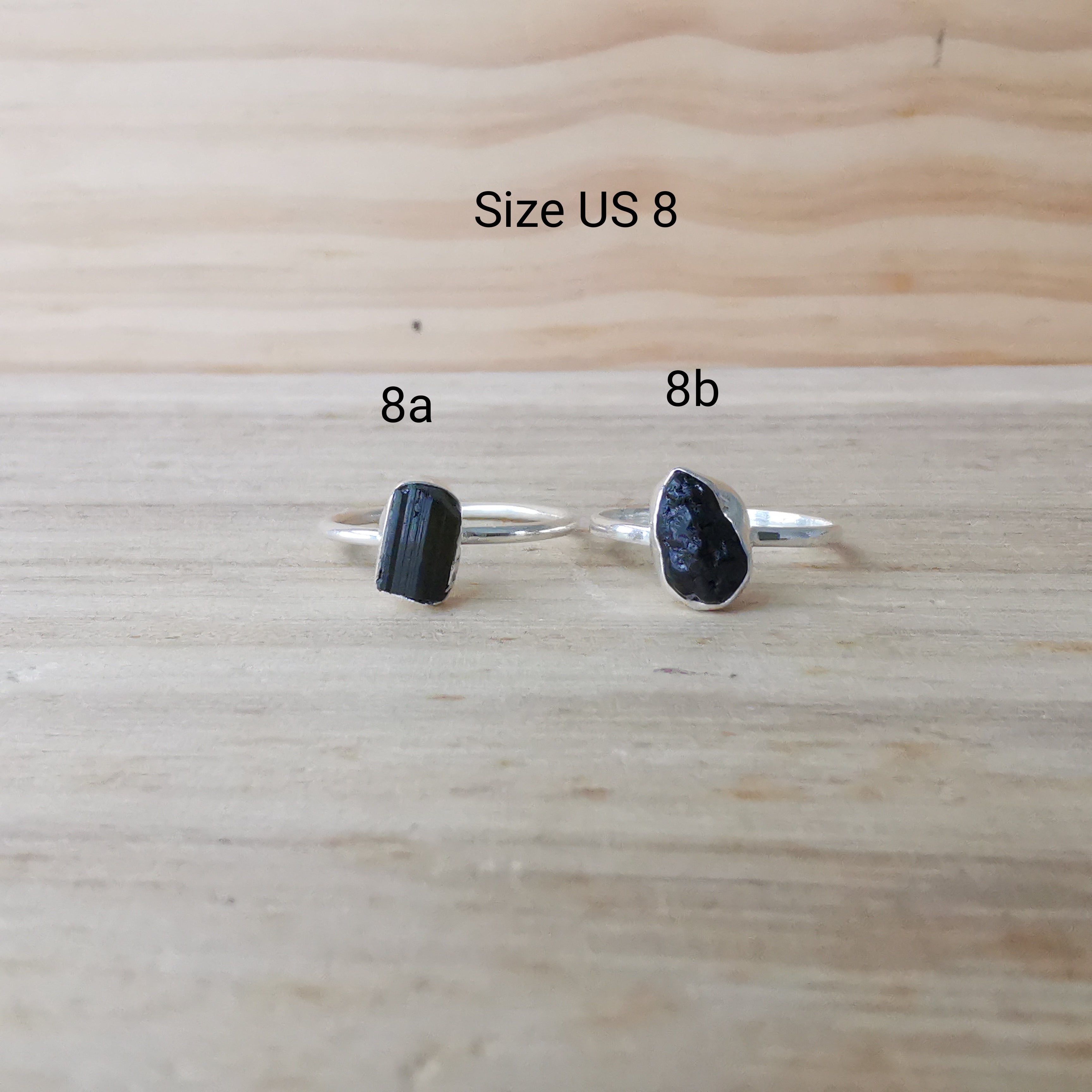 Sterling Silver Rings Raw Black Tourmaline
