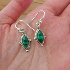 Sterling Silver 925 Earrings Malachite
