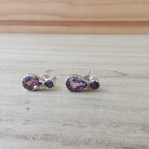 Sterling Silver 925 Studs Earrings Amethyst Glimte