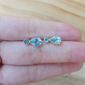 Sterling Silver 925 Studs Earring Blue Topaz Glimte
