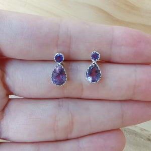 Sterling Silver 925 Studs Earrings Amethyst Glimte