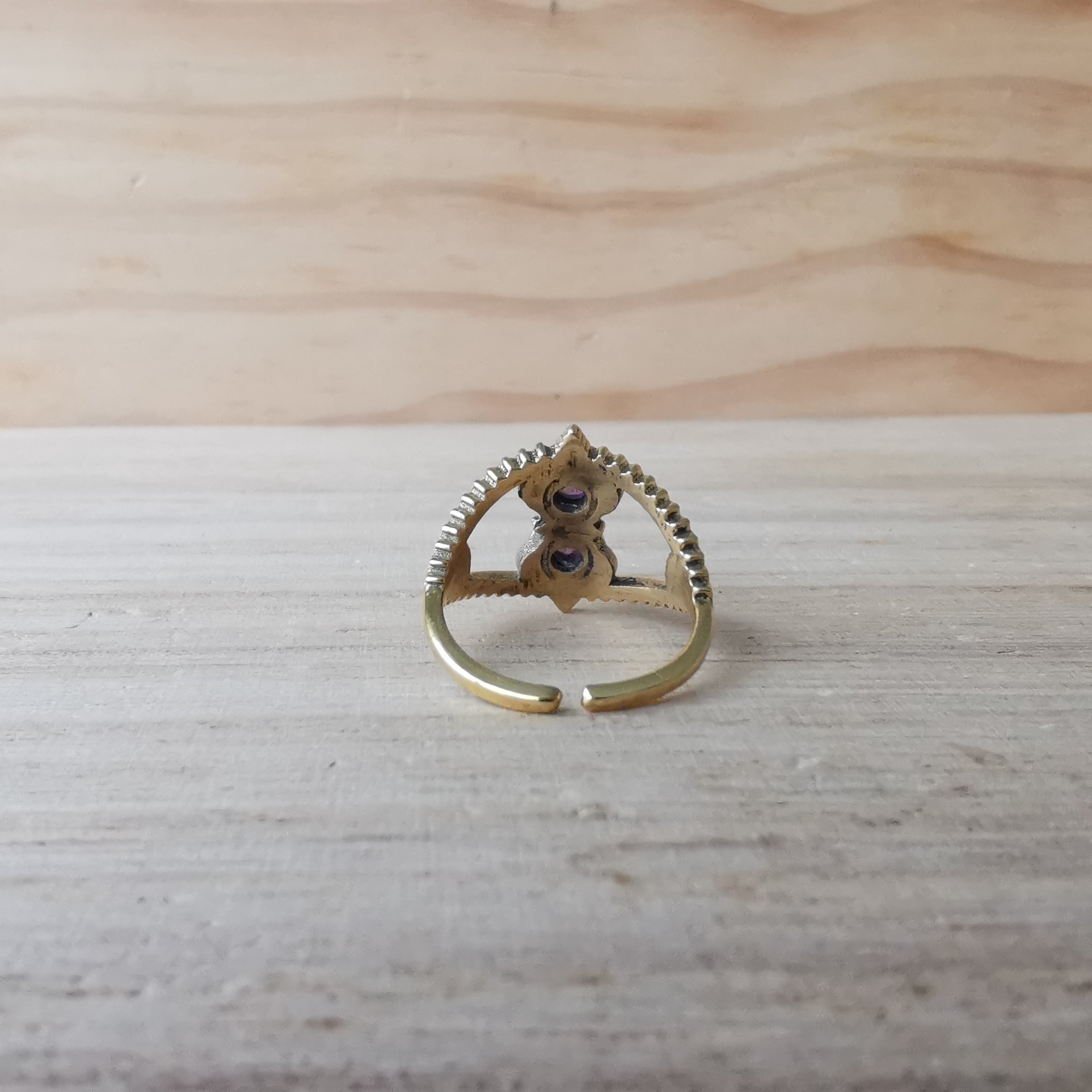 Premium Brass Rings Basileus (Moonstone, Amethyst, Garnet)