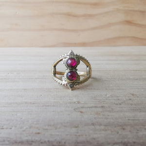 Premium Brass Rings Basileus (Moonstone, Amethyst, Garnet)