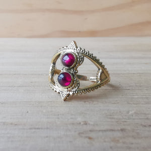 Premium Brass Rings Basileus (Moonstone, Amethyst, Garnet)