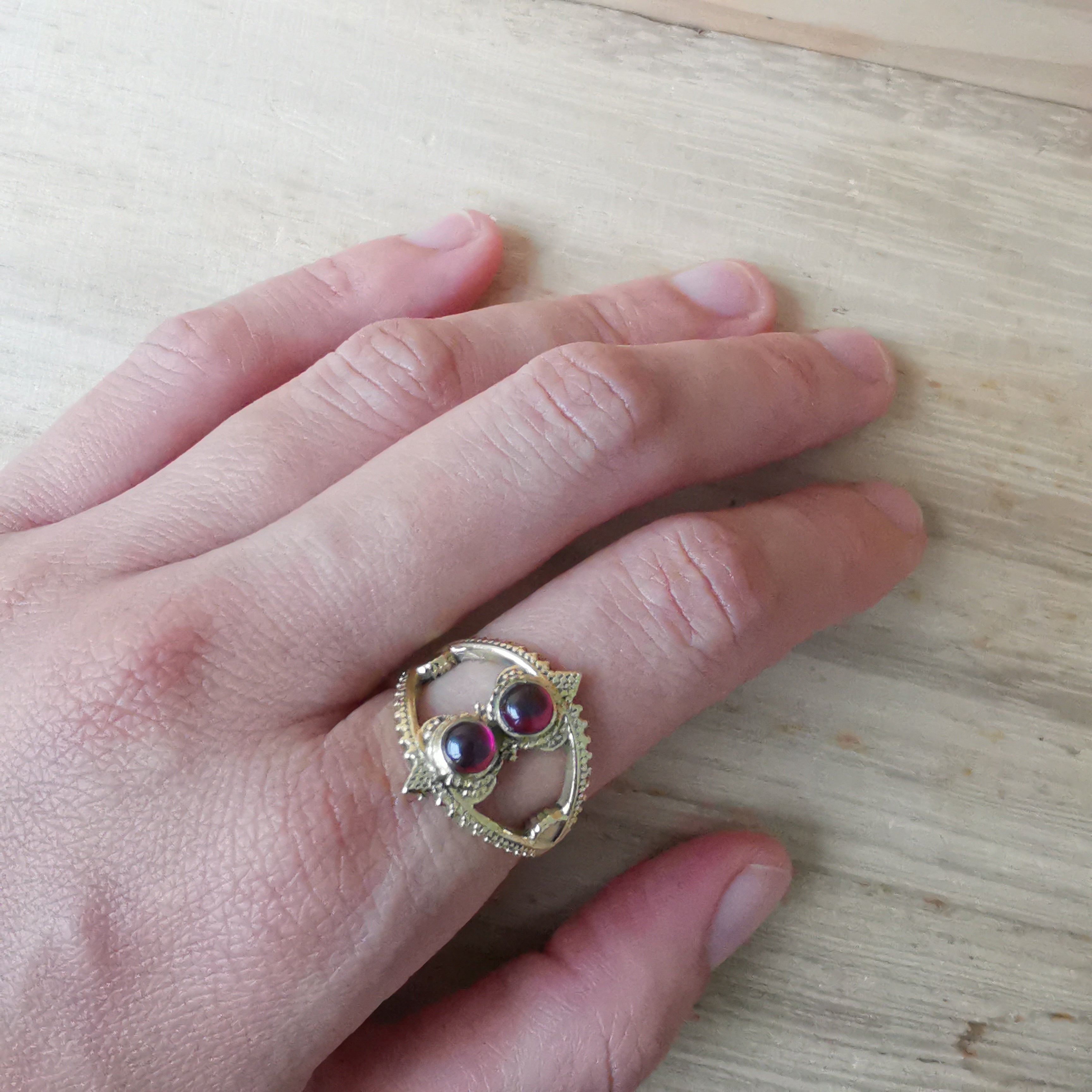 Premium Brass Rings Basileus (Moonstone, Amethyst, Garnet)