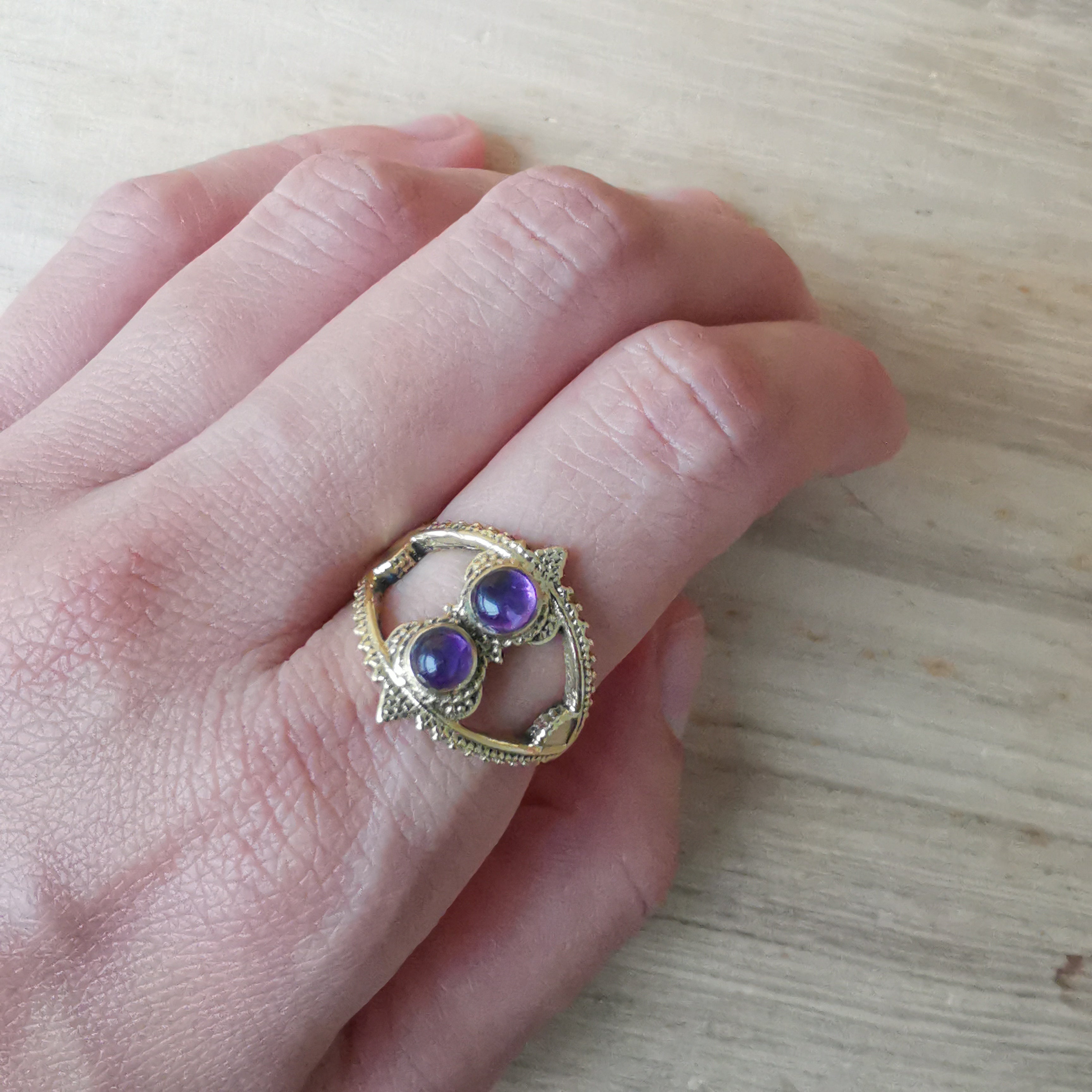 Premium Brass Rings Basileus (Moonstone, Amethyst, Garnet)