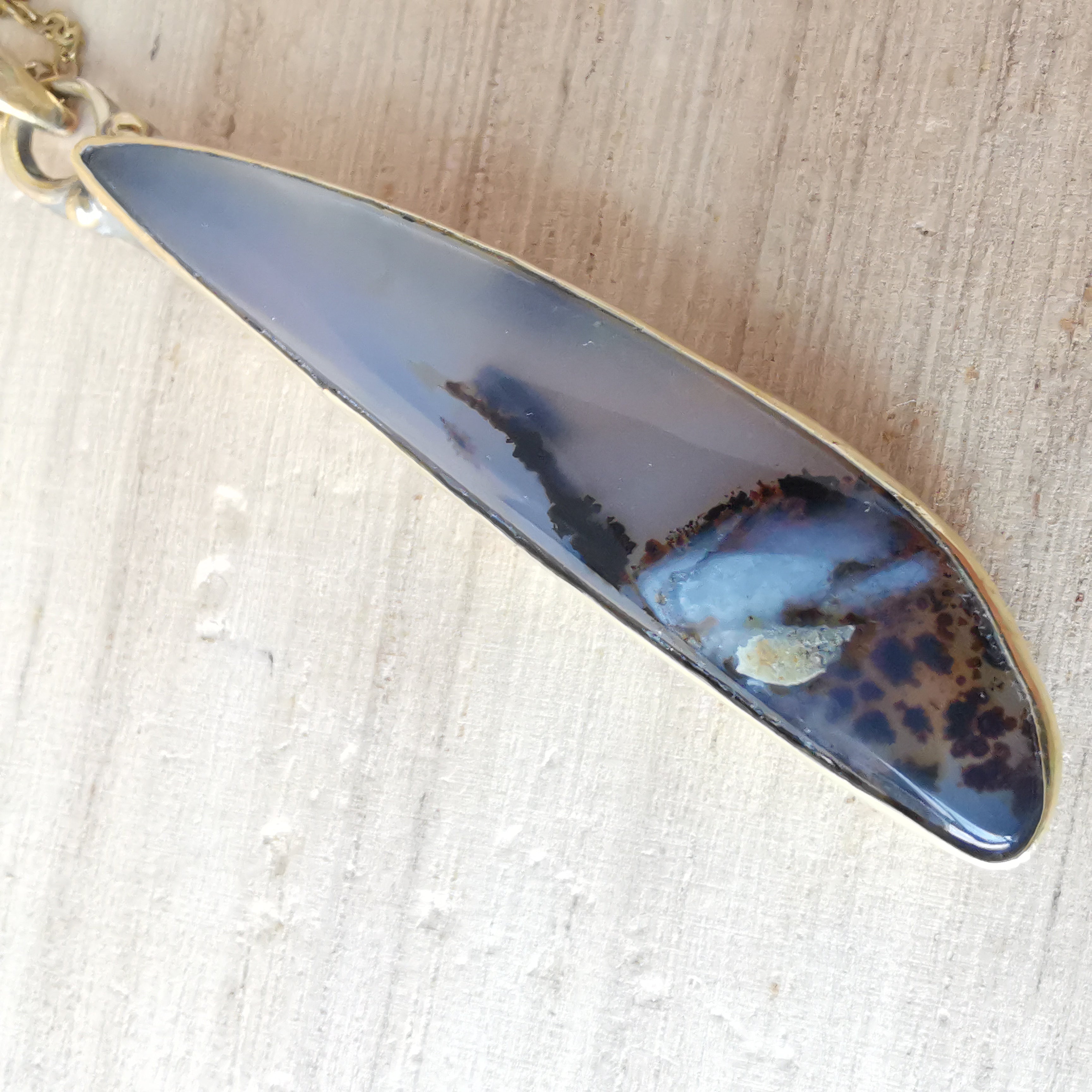 Premium Brass Statement Pendant Montana Agate