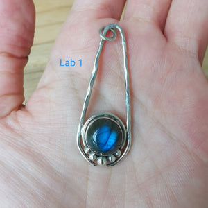 Sterling Silver 925 Labradorite Statement Pendant Suchi