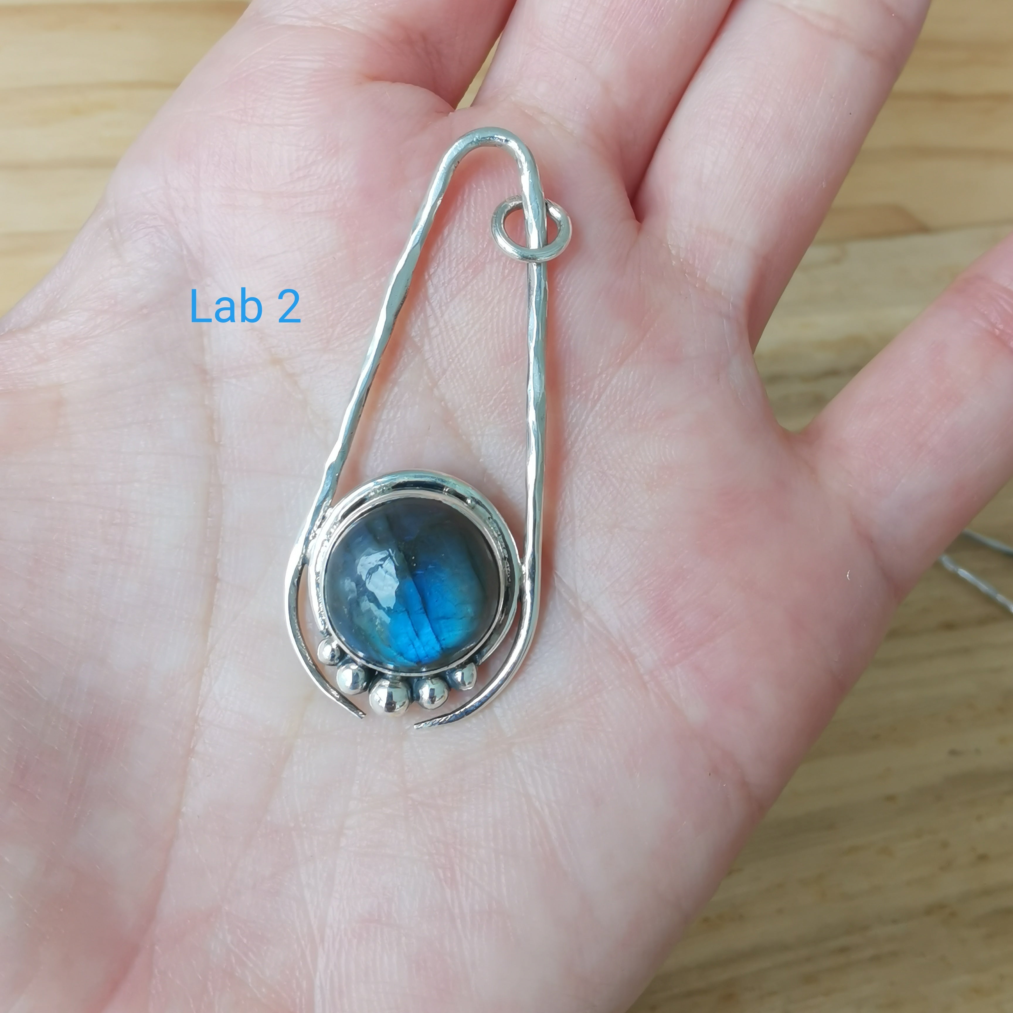 Sterling Silver 925 Labradorite Statement Pendant Suchi