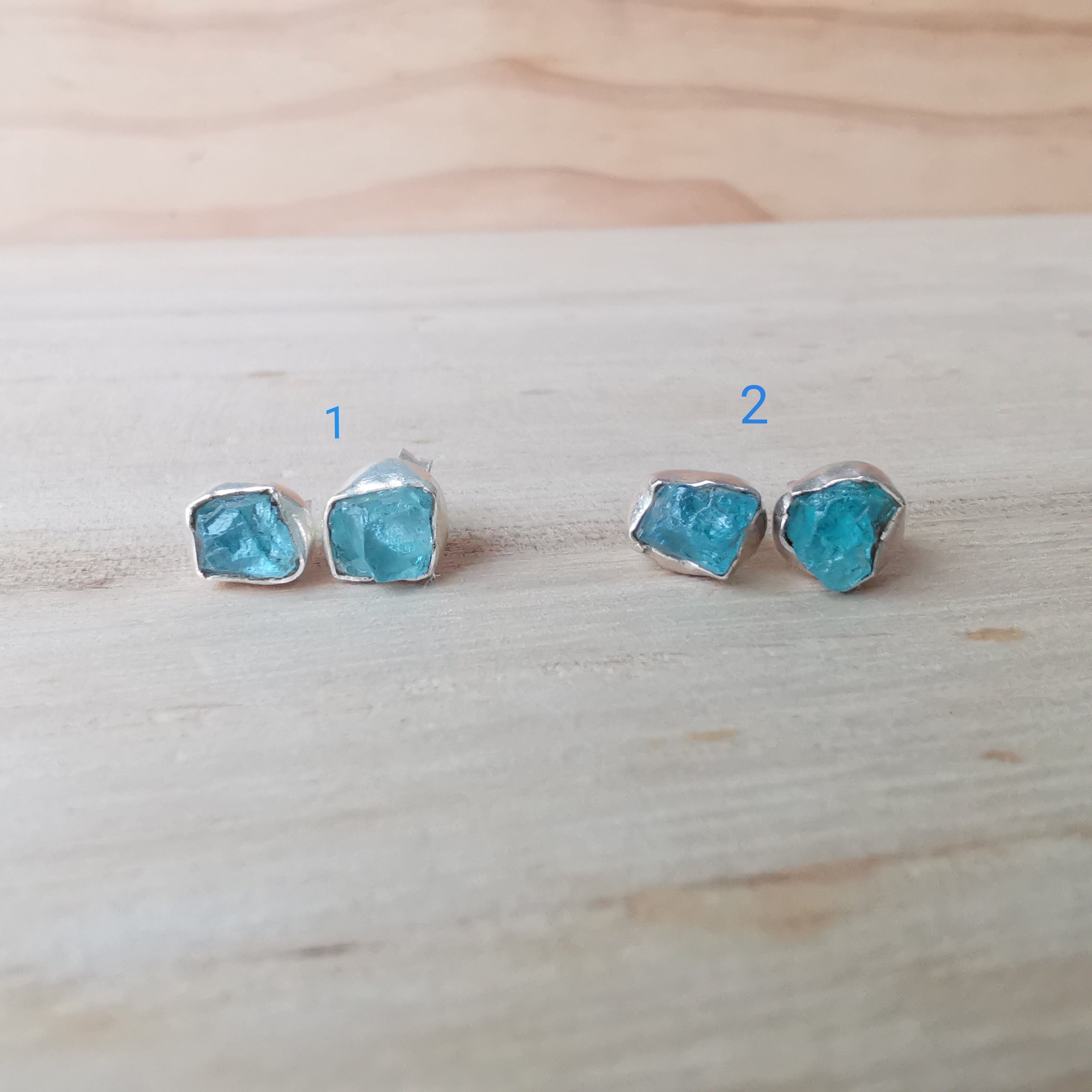 Sterling Silver 925 Studs Earrings Raw Apatite