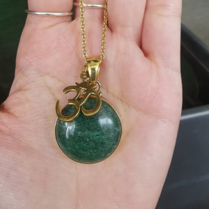 Premium Brass Statement Pendant Green Aventurine