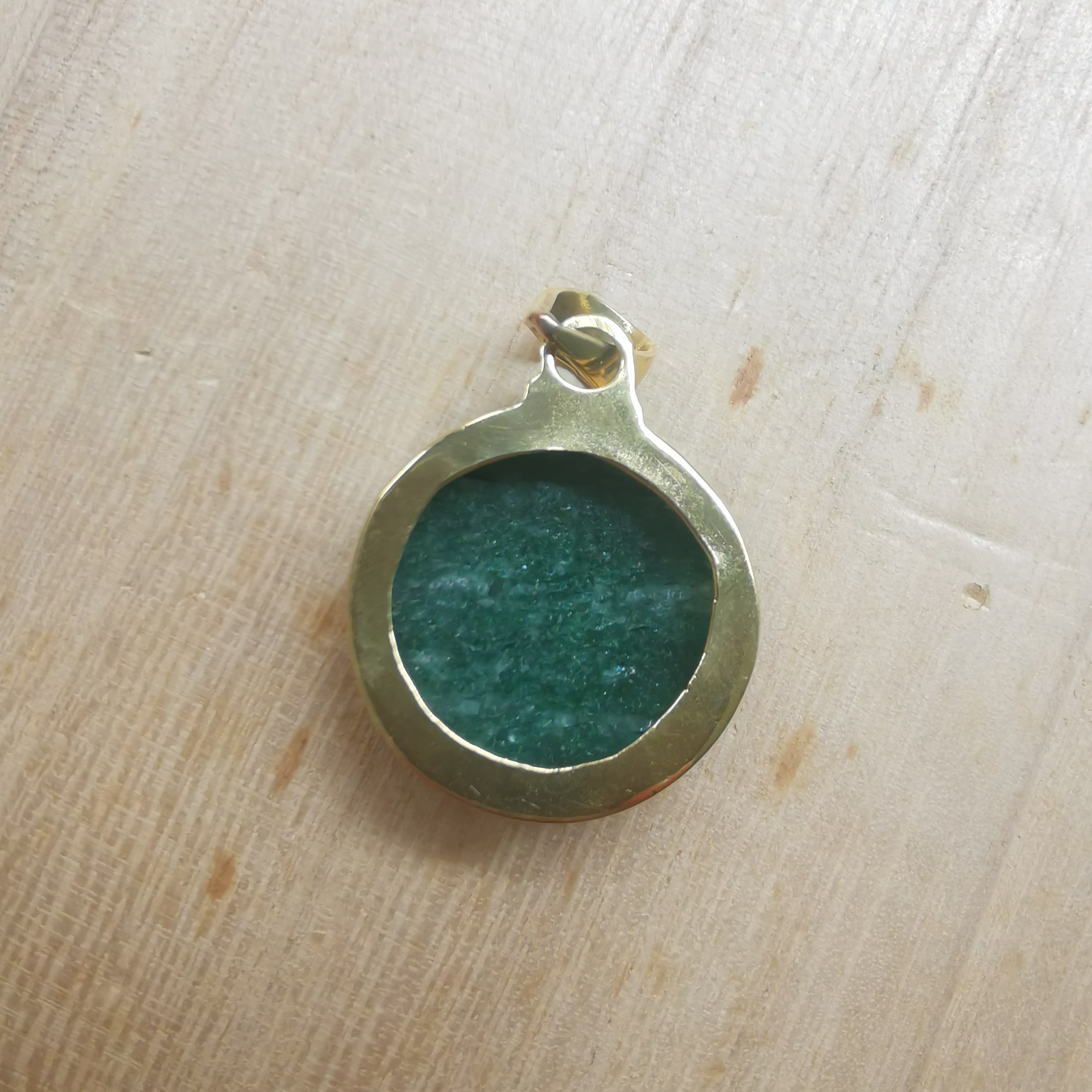 Premium Brass Statement Pendant Green Aventurine
