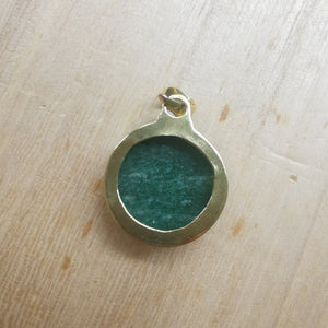Premium Brass Statement Pendant Green Aventurine