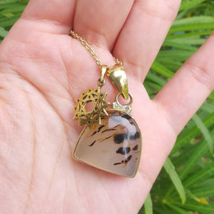 Premium Brass Statement Pendant Montana Agate