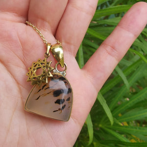 Premium Brass Statement Pendant Montana Agate