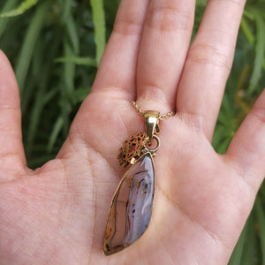 Premium Brass Statement Pendant Montana Agate