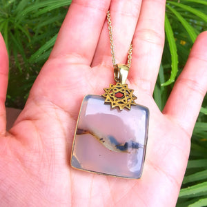 Premium Brass Statement Pendant Montana Agate