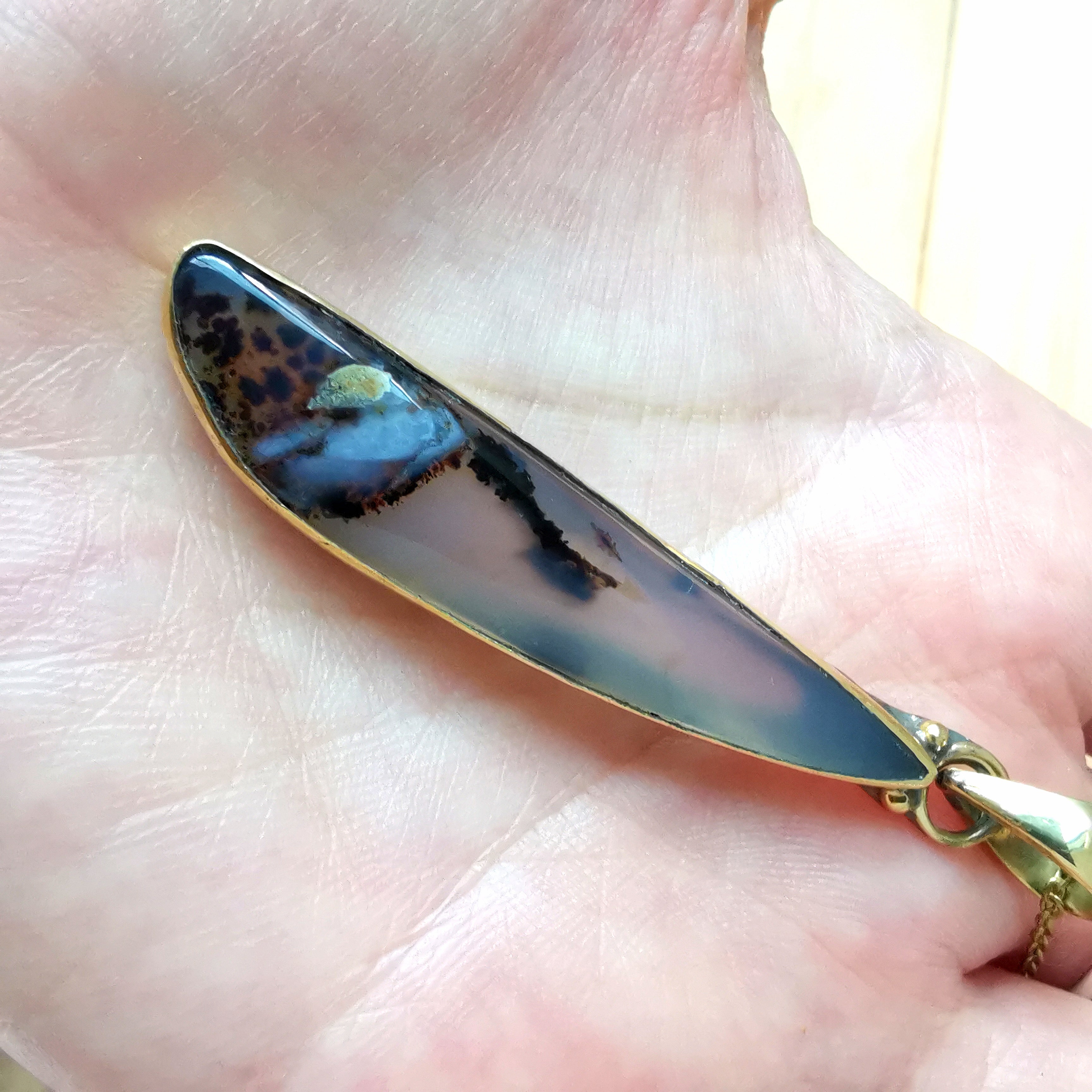 Premium Brass Statement Pendant Montana Agate
