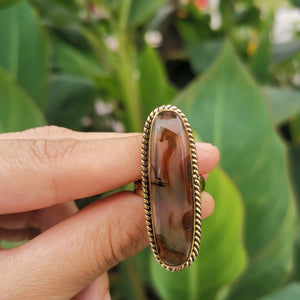 Brass Statement Ring Montana Agate