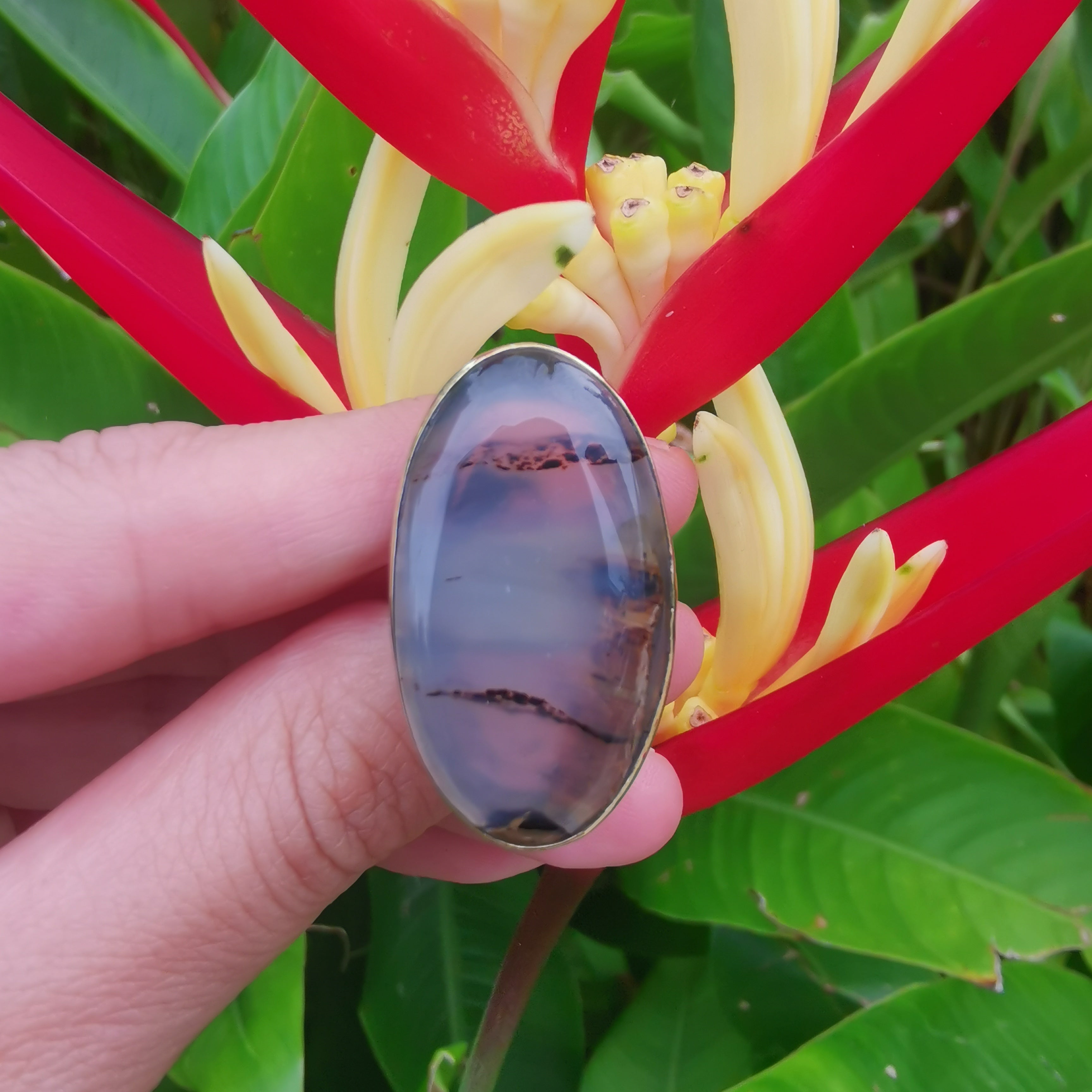 Brass Statement Ring Montana Agate