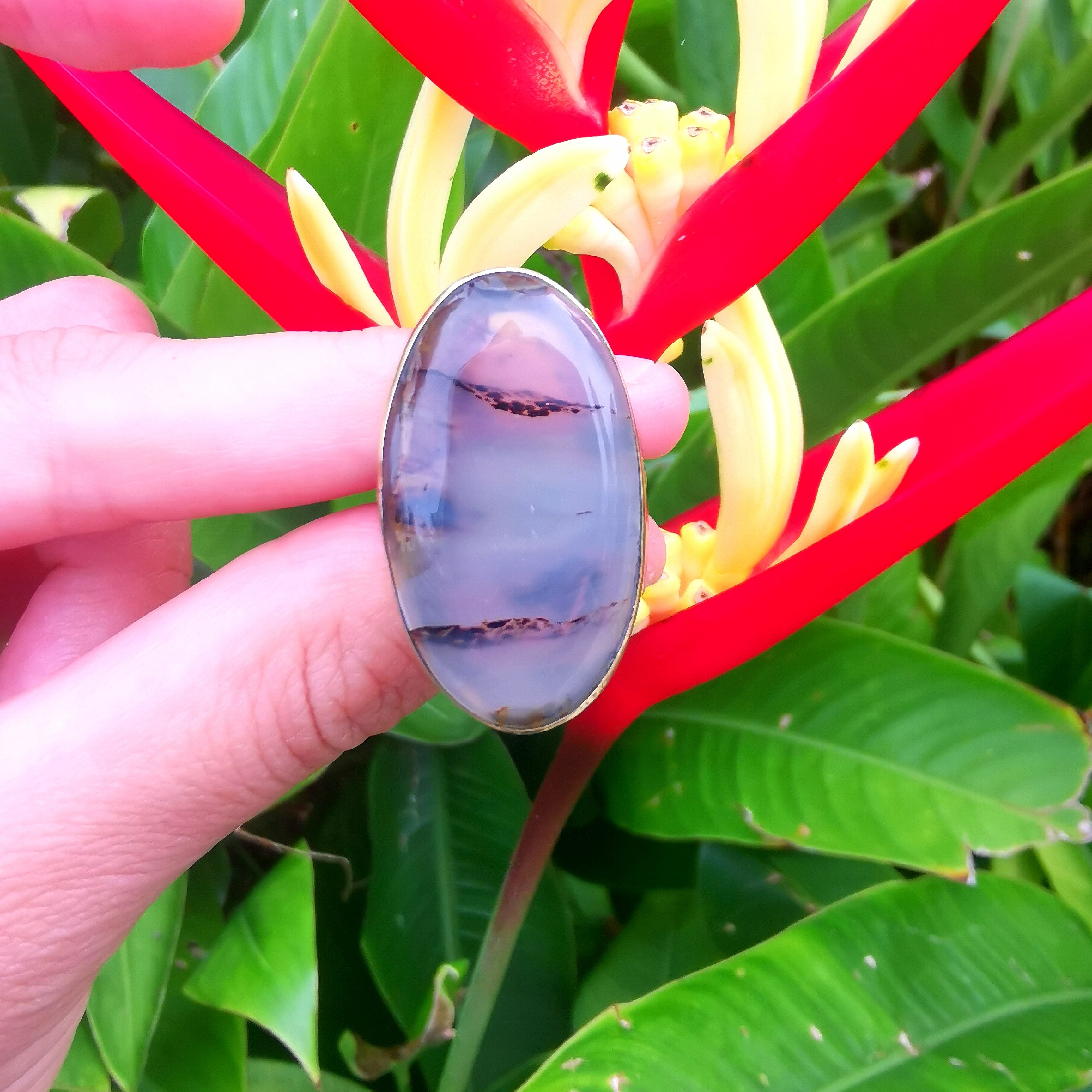Brass Statement Ring Montana Agate