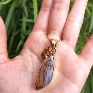 Premium Brass Statement Pendant Montana Agate