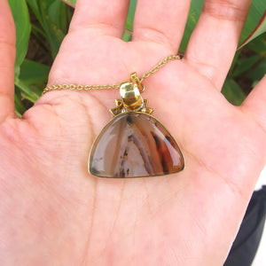 Premium Brass Statement Pendant Montana Agate