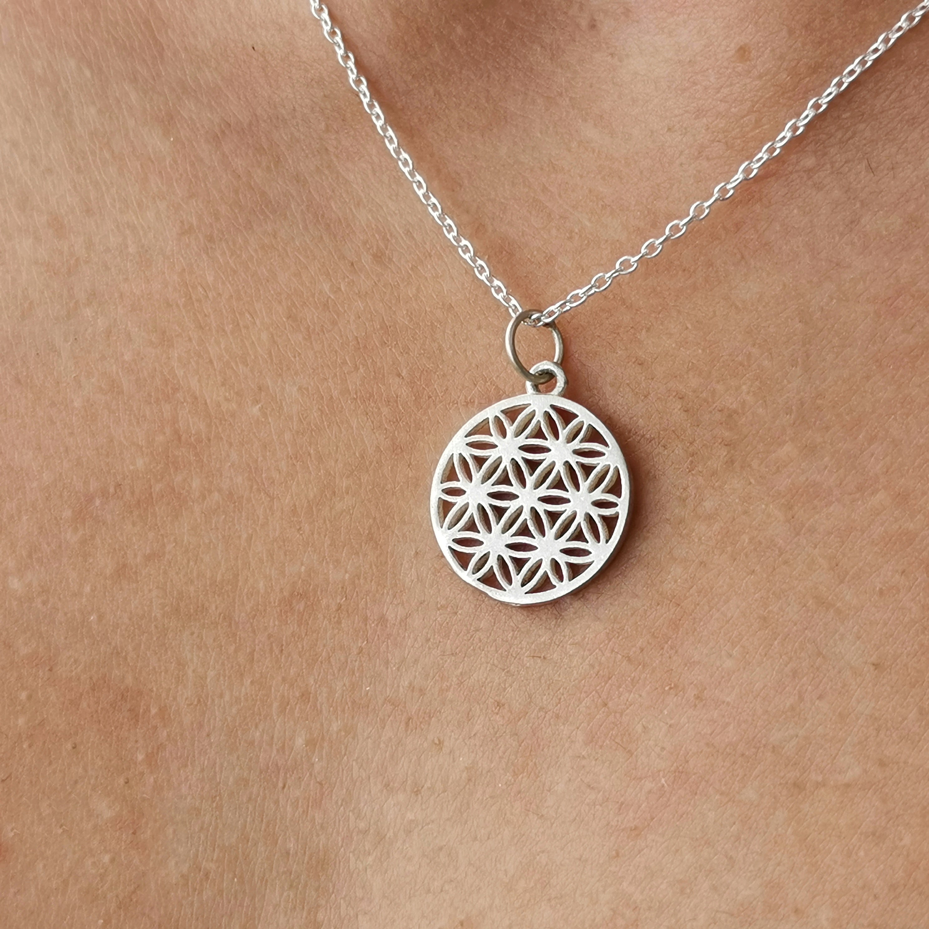 Sterling Silver 925 Minimalist Pendant Flower of Life