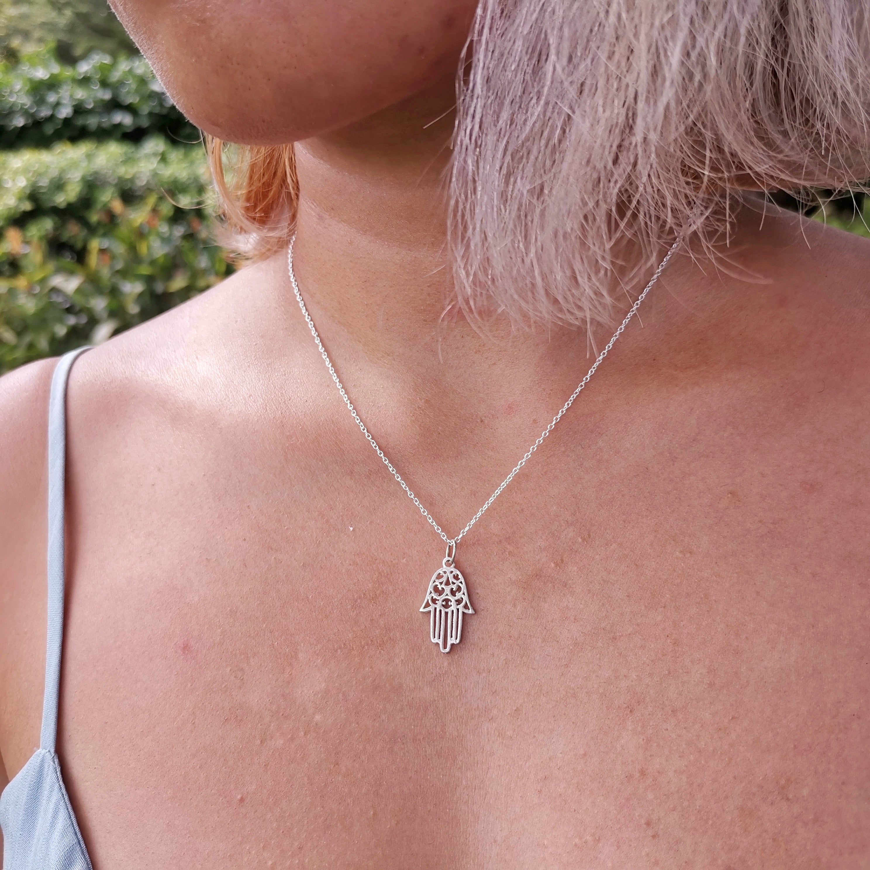 Sterling Silver 925 Minimalist Pendant Hamsa