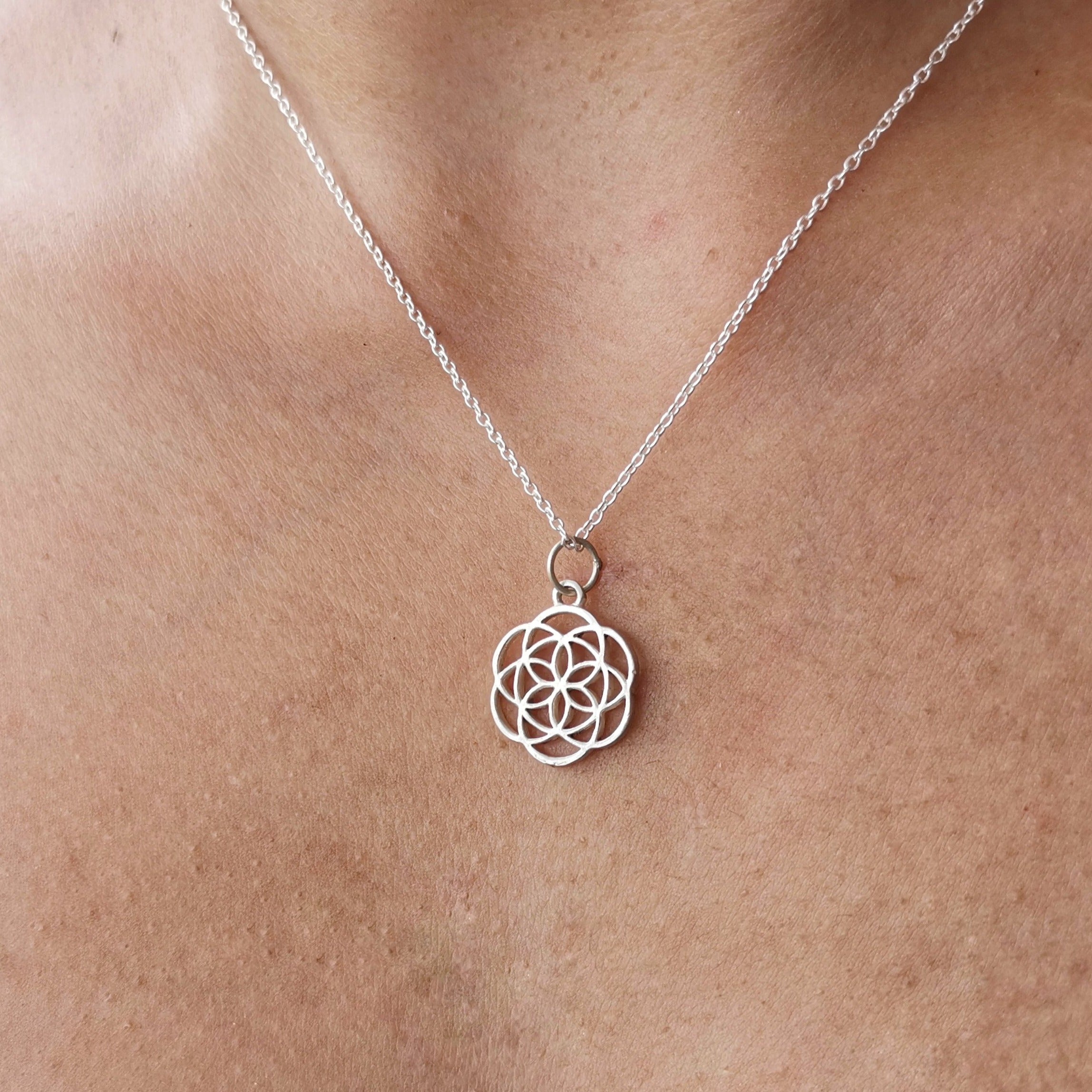 Sterling Silver 925 Minimalist Pendant Seed of Life
