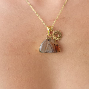 Premium Brass Statement Pendant Montana Agate