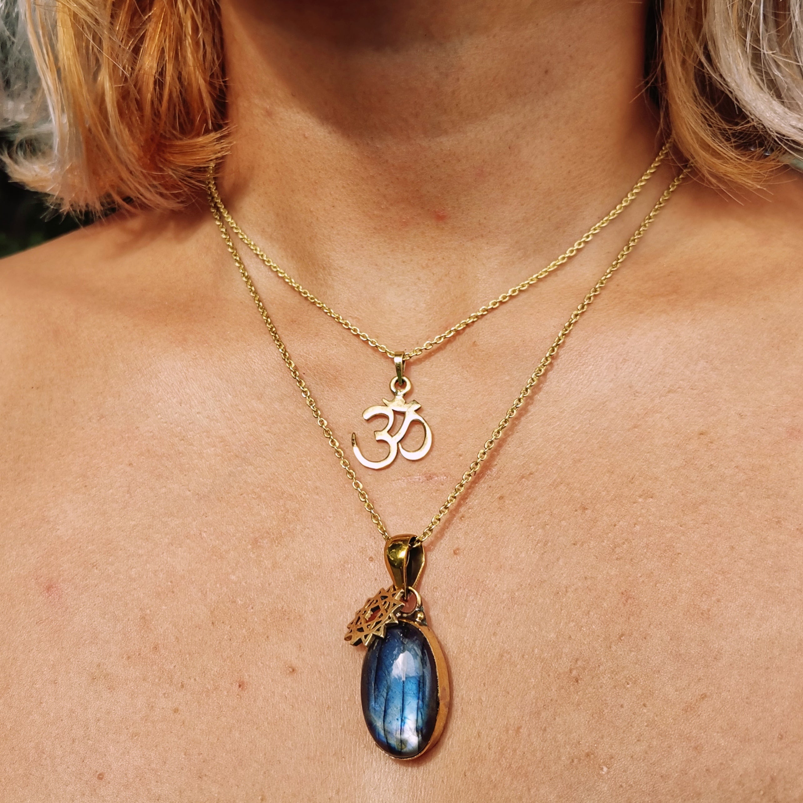 Premium Brass Statement Pendant Labradorite