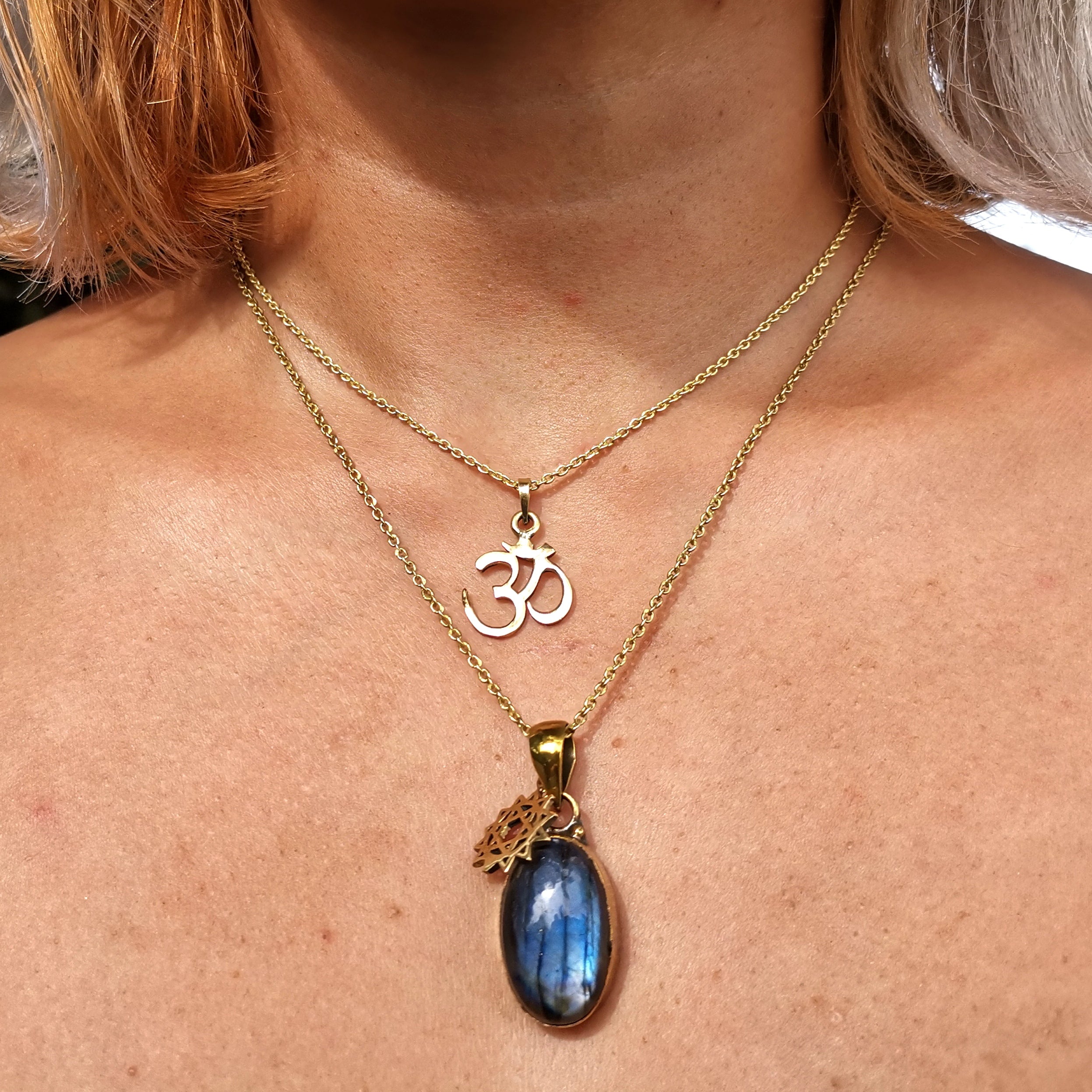 Premium Brass Statement Pendant Labradorite