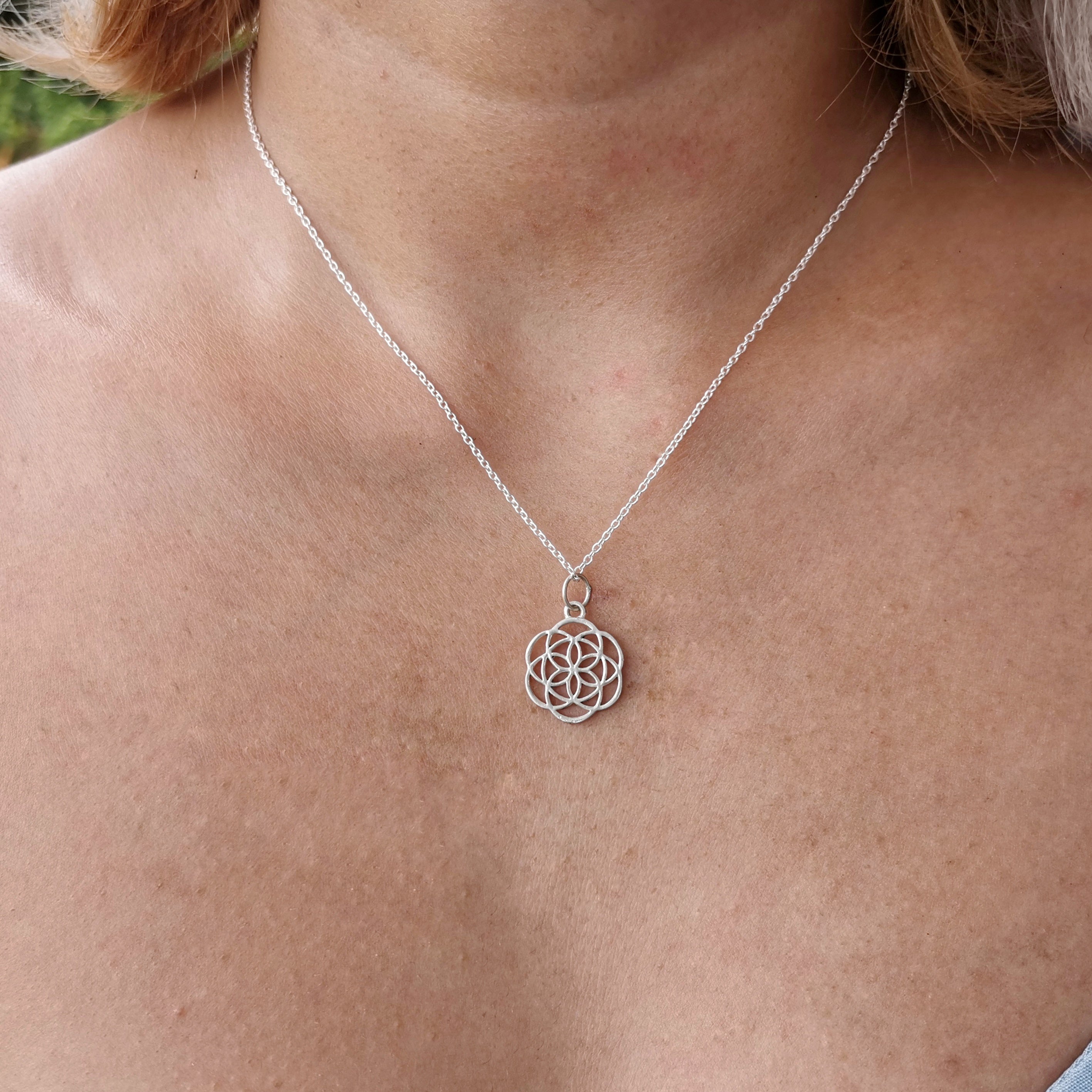 Sterling Silver 925 Minimalist Pendant Seed of Life