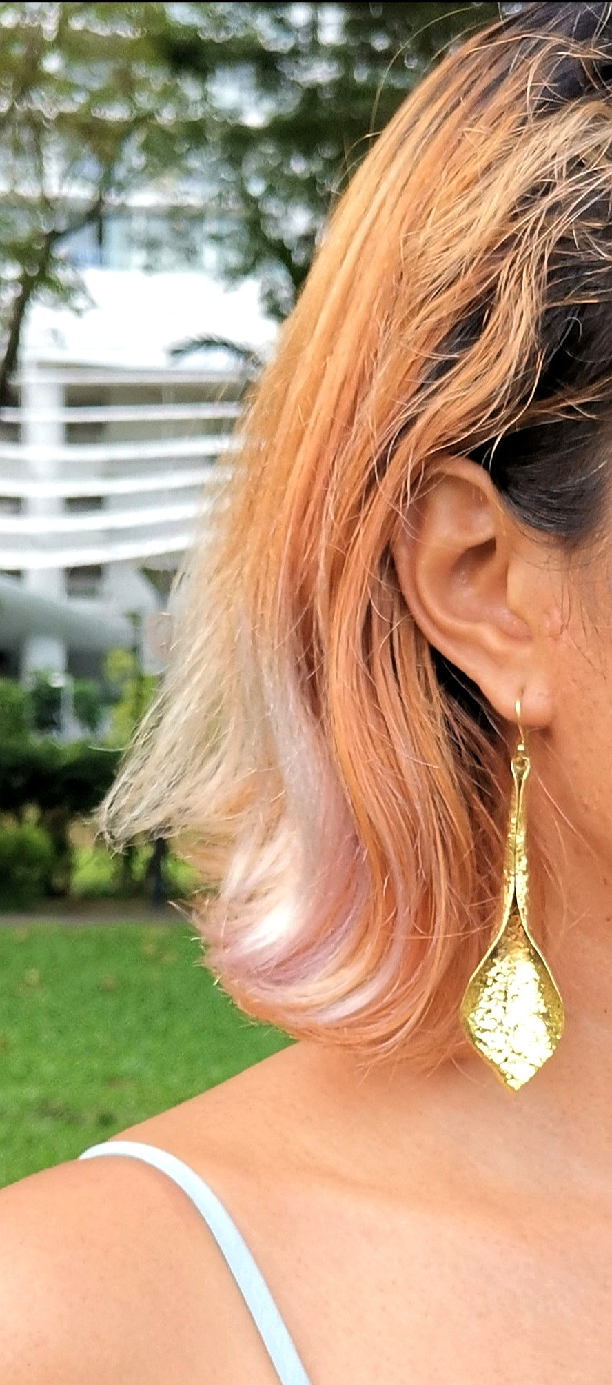 Premium Brass Drop Earrings Ila (Leaves)