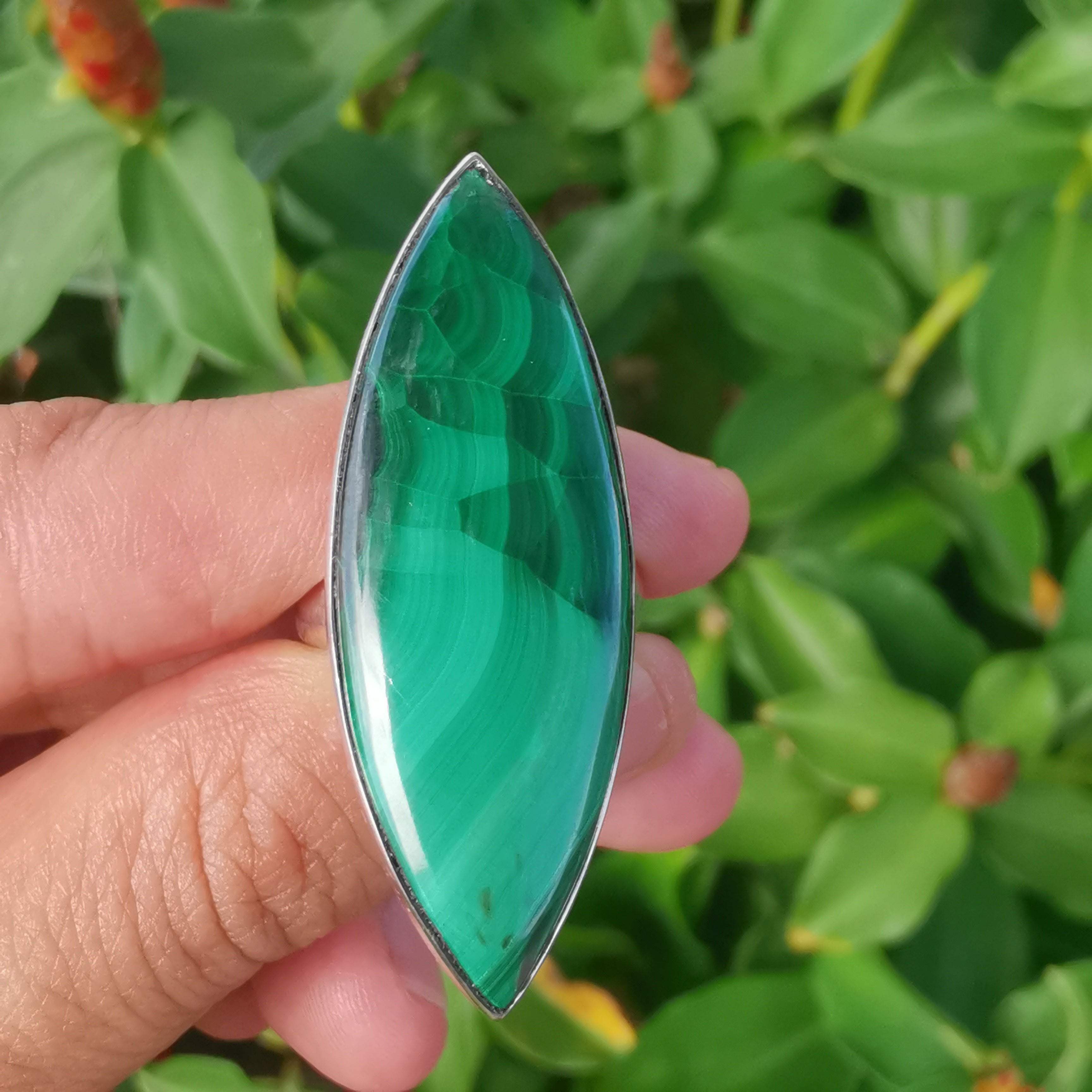 Sterling Silver 925 Statement Ring Malachite