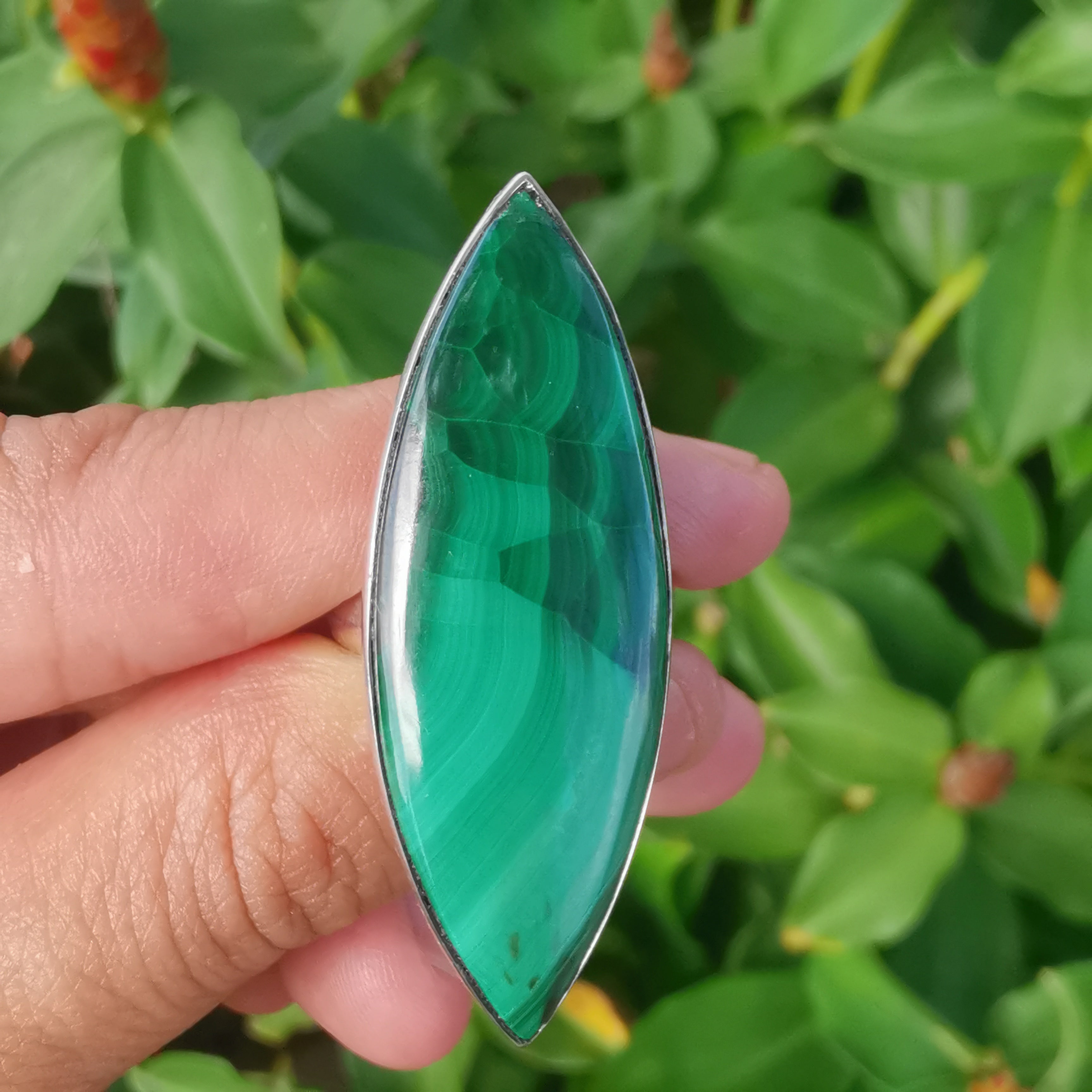 Sterling Silver 925 Statement Ring Malachite