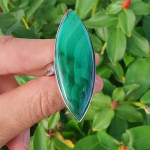 Sterling Silver 925 Statement Ring Malachite