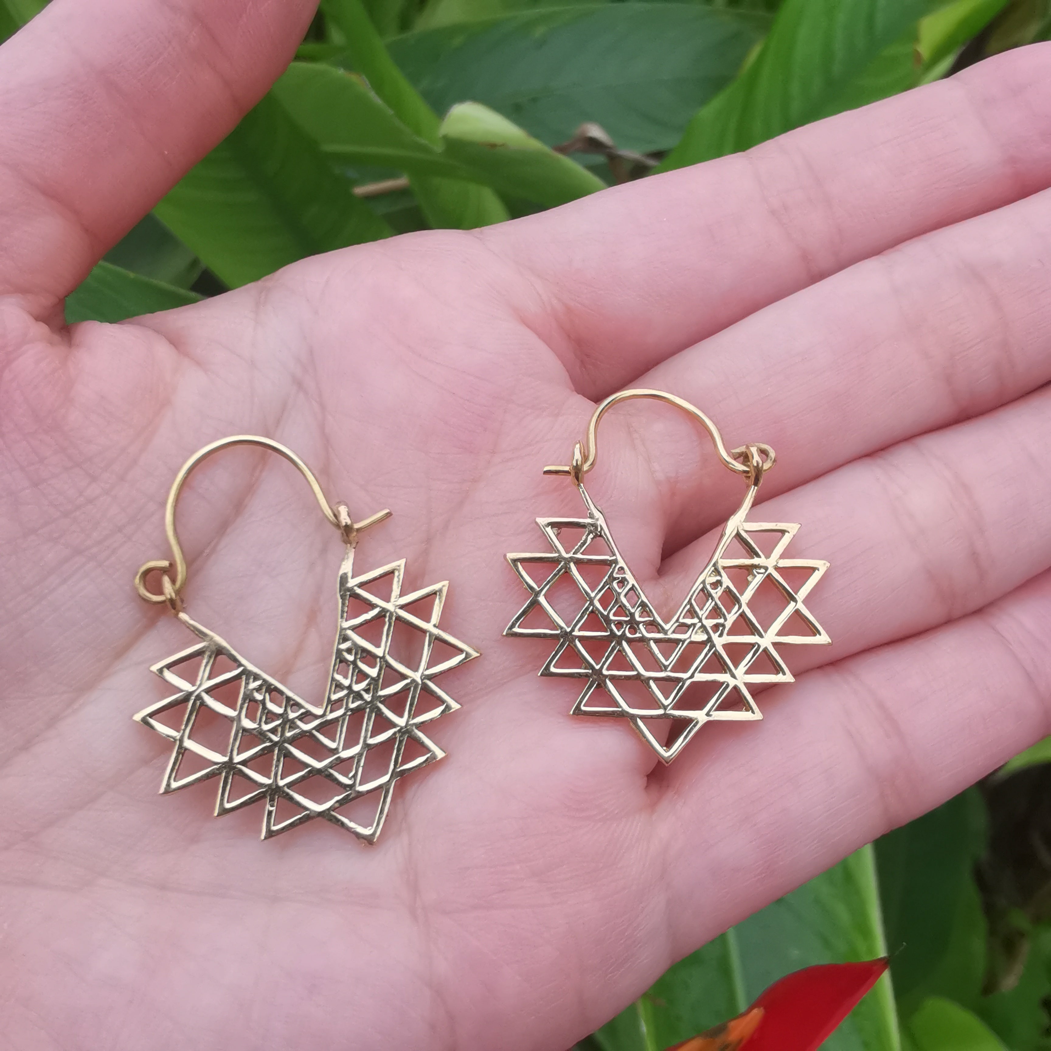 Premium Brass Hoop Earrings Sri Yantra