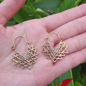 Premium Brass Hoop Earrings Sri Yantra