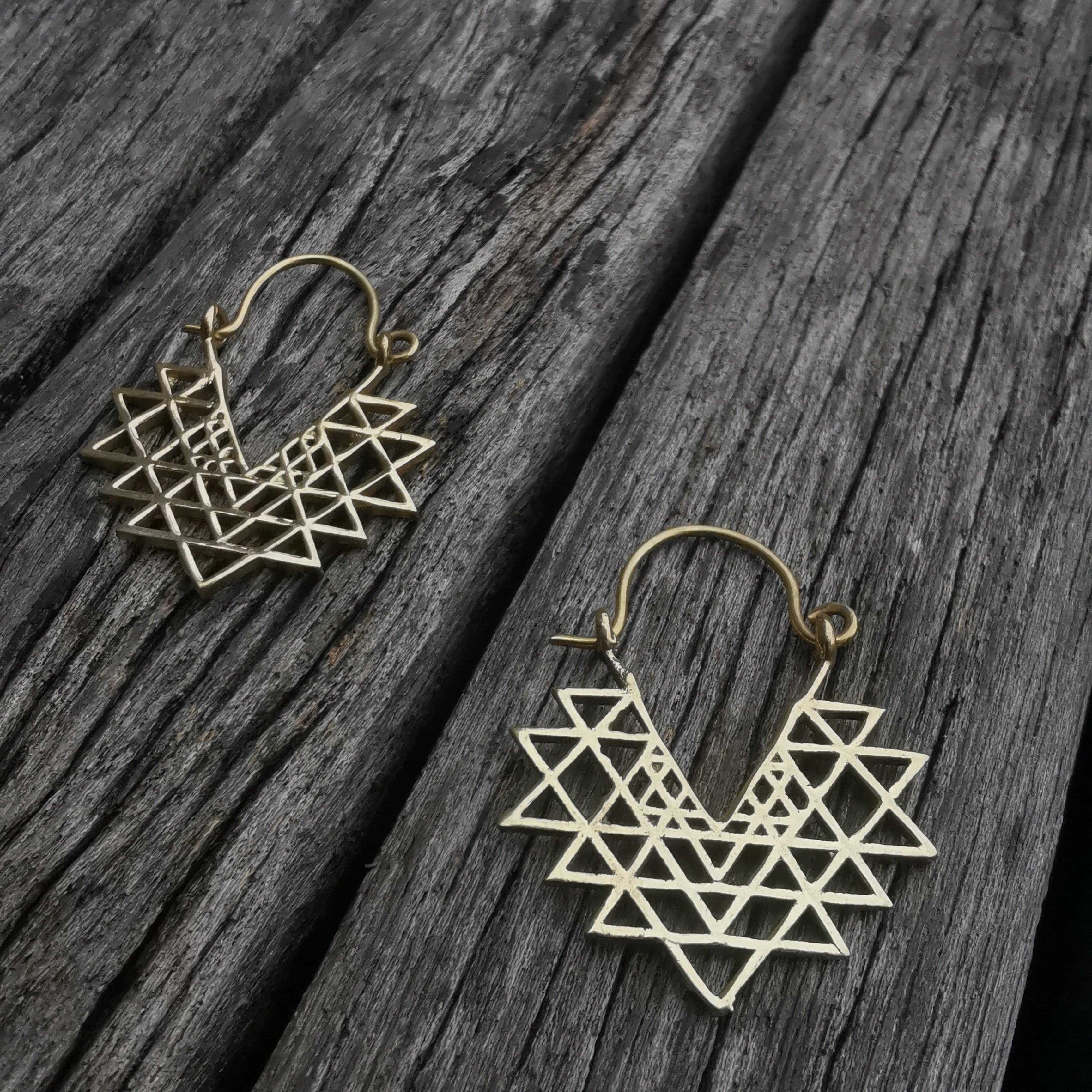 Premium Brass Hoop Earrings Sri Yantra