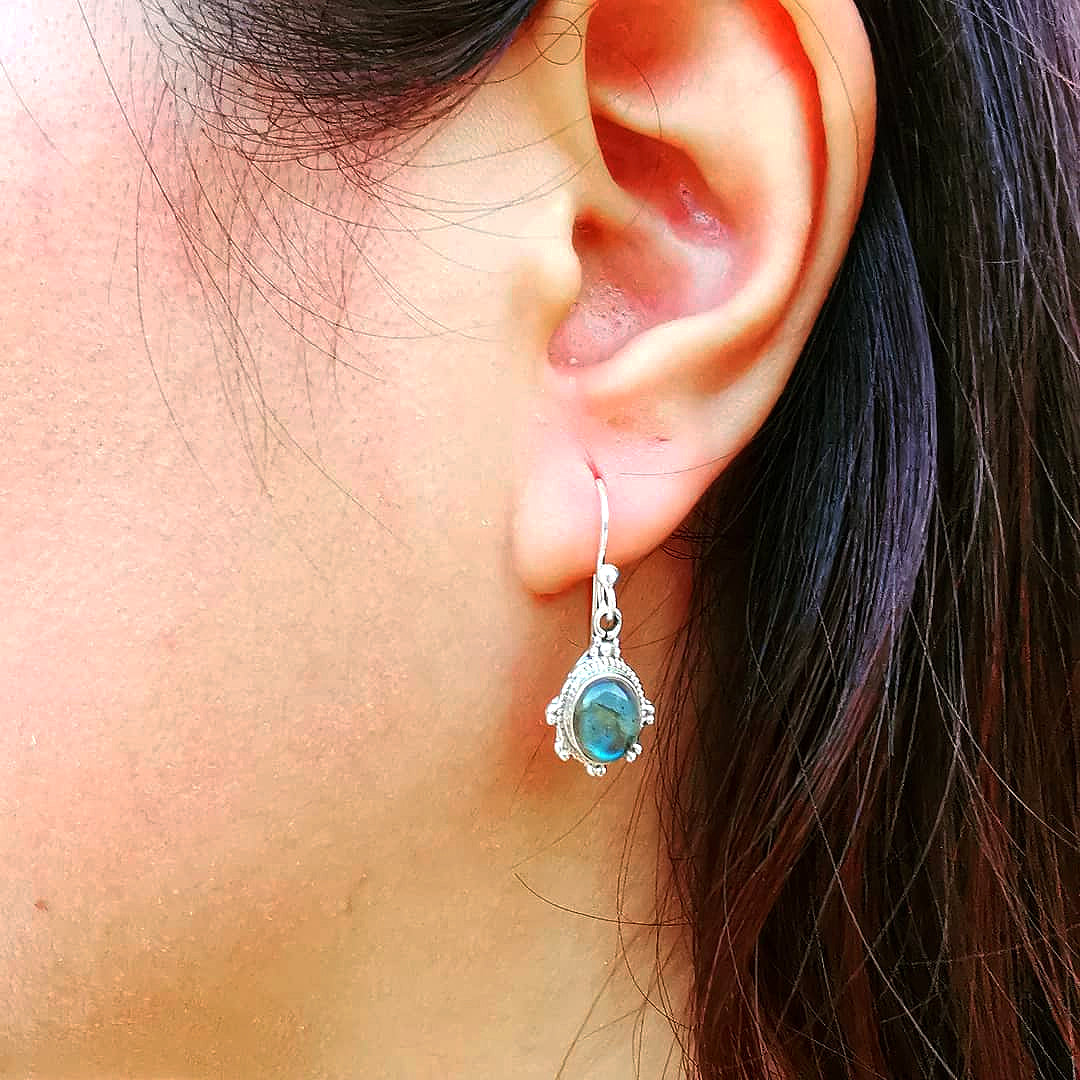 Sterling Silver 925 Earrings Labradorite Brillar