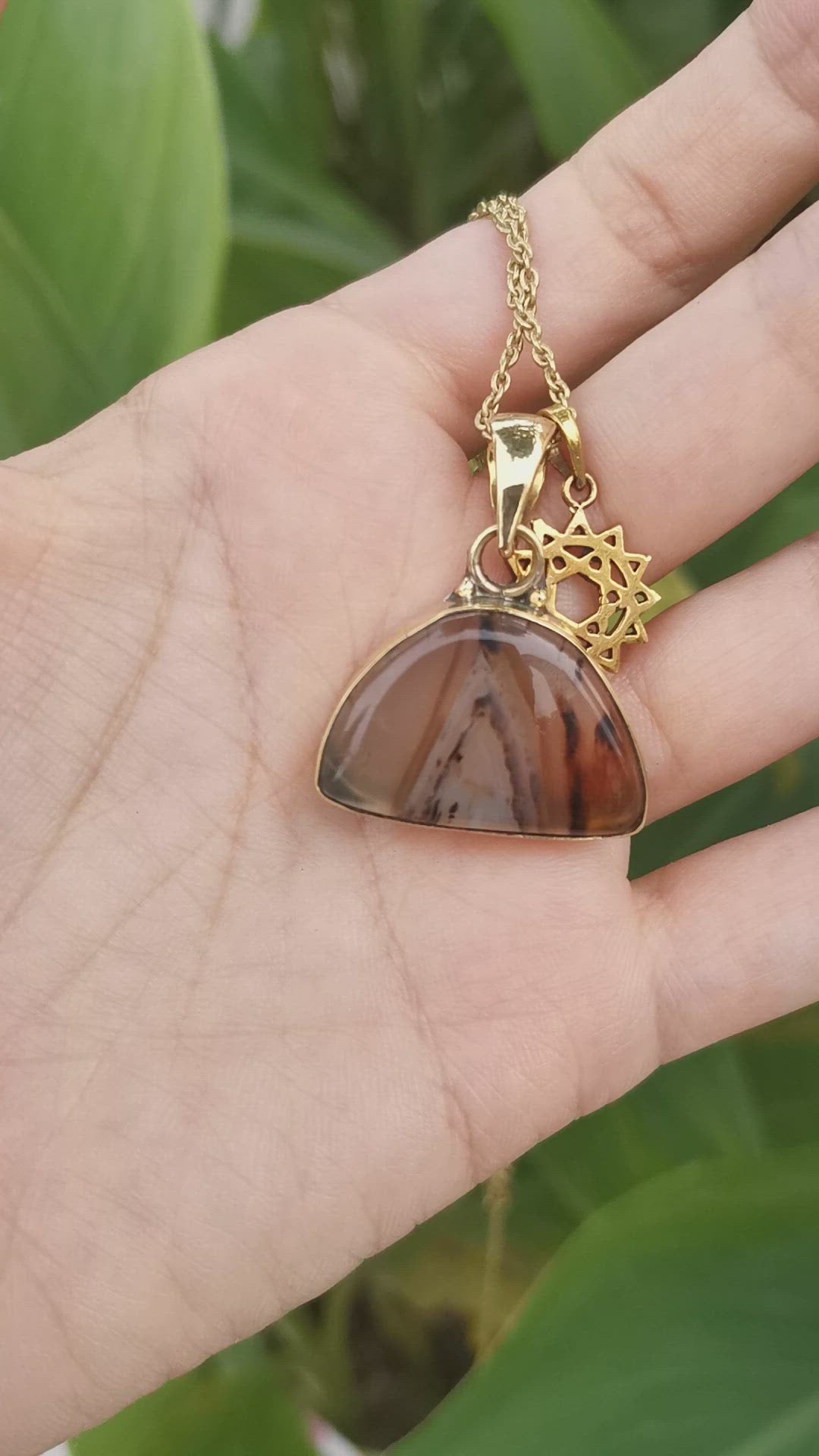 Premium Brass Statement Pendant Montana Agate