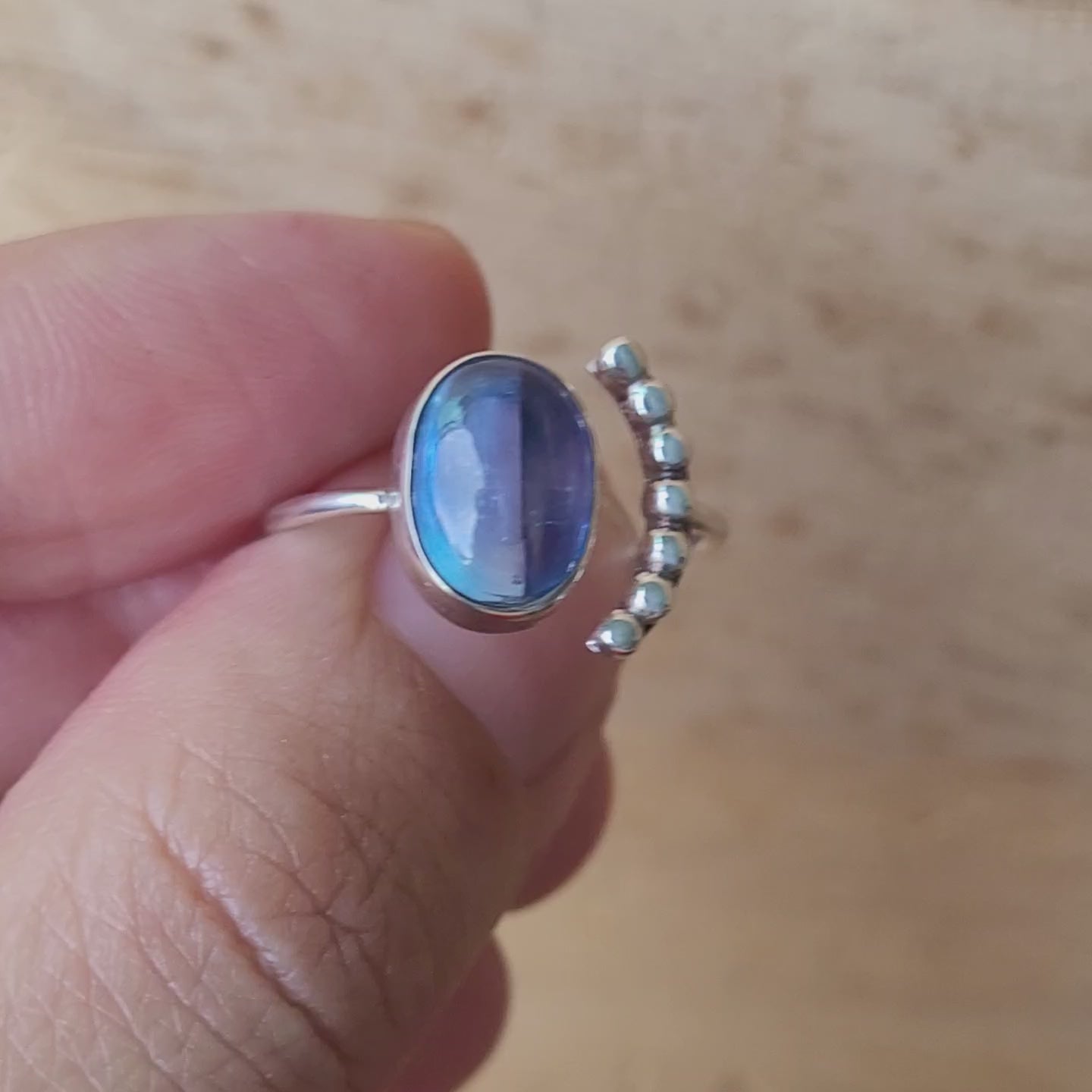 Sterling Silver 925 Luna Ring Kyanite 01 US6-US7