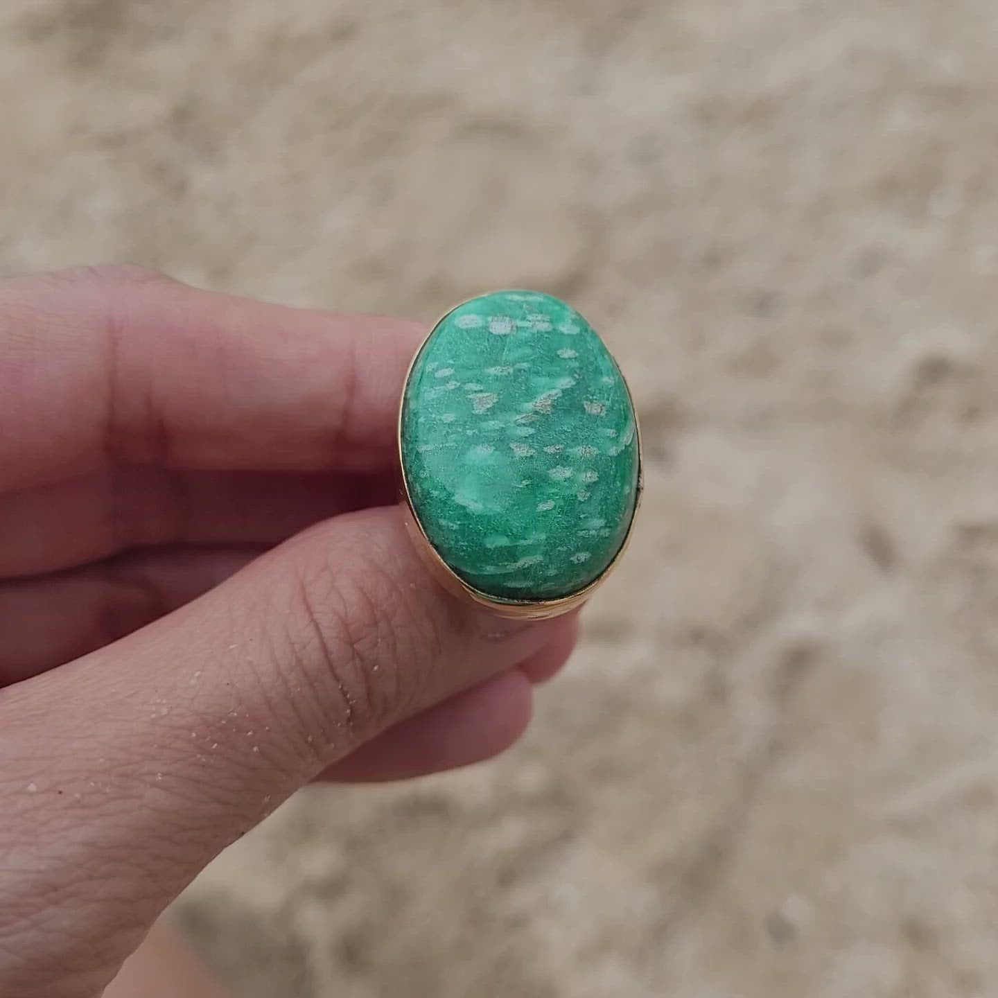 Premium Brass Statement Ring Amazonite AMZ01